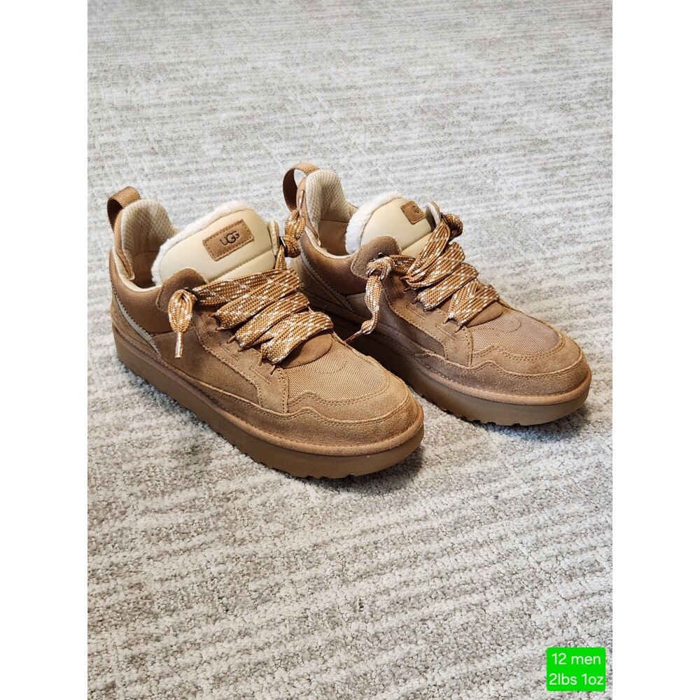 UGG Men's Lowmel Suede Sneaker Boot Chestnut Brown Size 12 Chunky Lace